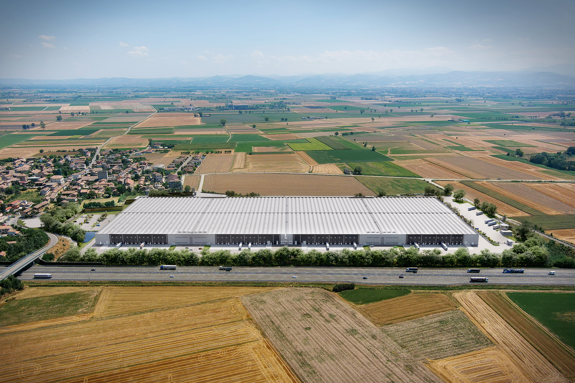 Vista alto frontale centro logisitco vicino autostrada casei gerola giovi logistics park - Giovi Logistics Park